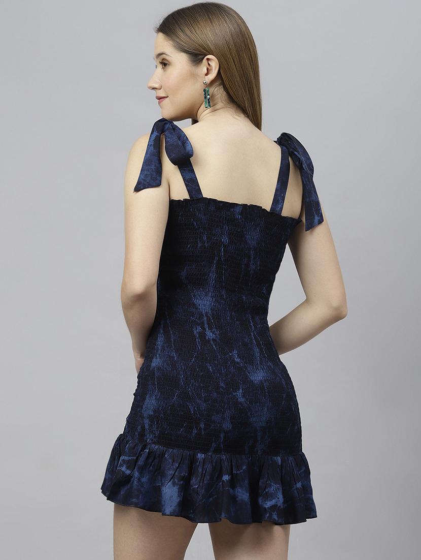 women blue tie & dye bodycon dress - 21016664 - Standard Image - 3