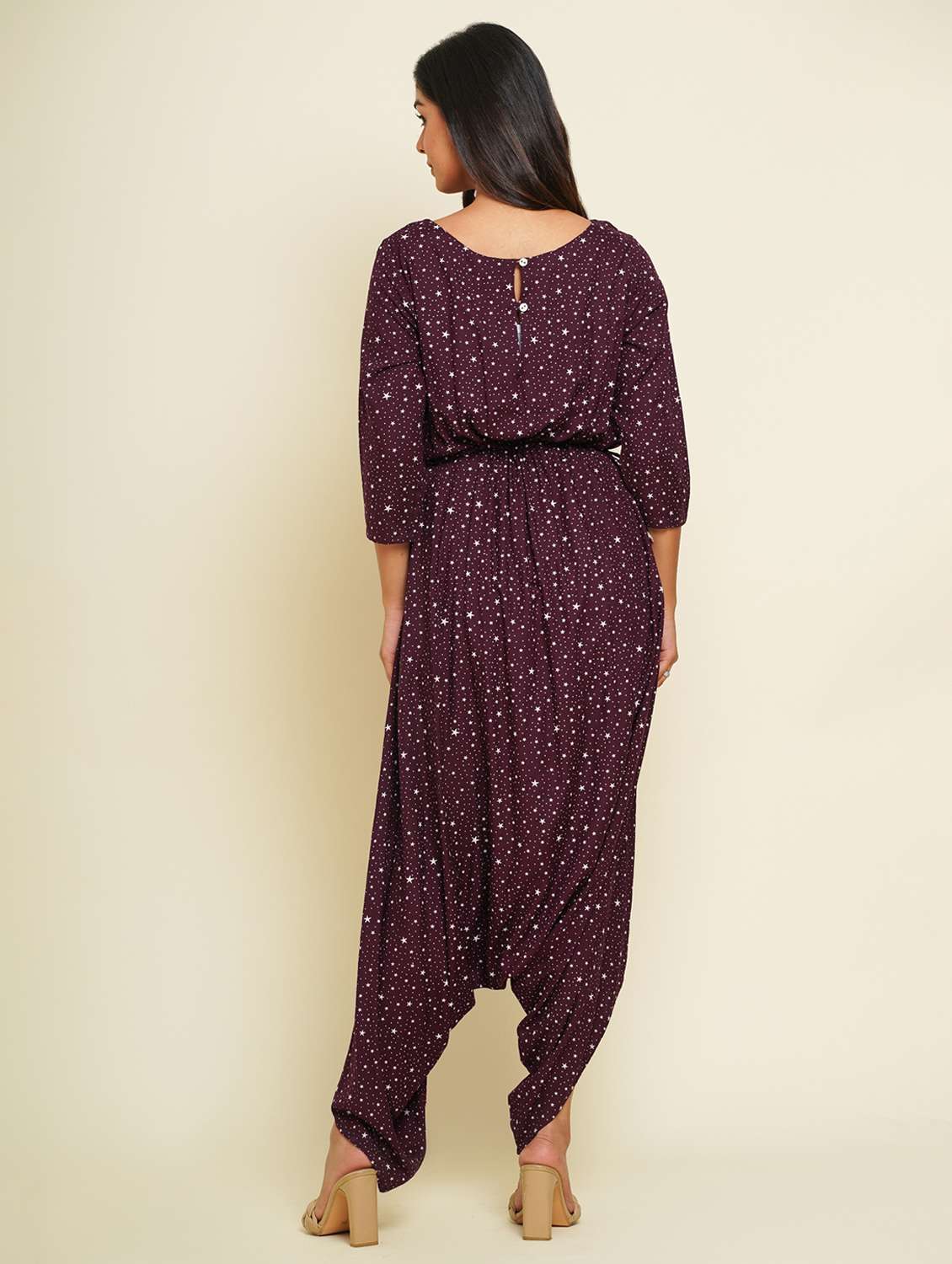 purple rayon full leg  jumpsuit - 21016735 -  Standard Image - 3