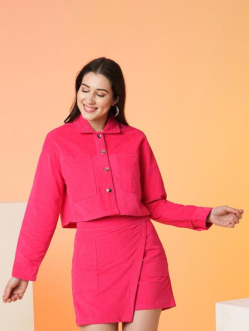 women pink solids long sleeves jacket - 21016978 -  Standard Image - 0