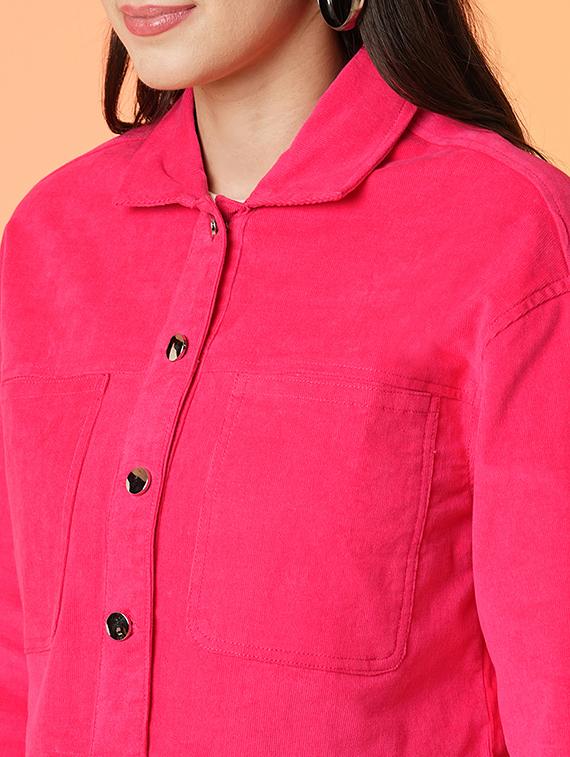 women pink solids long sleeves jacket - 21016978 - Standard Image - 5