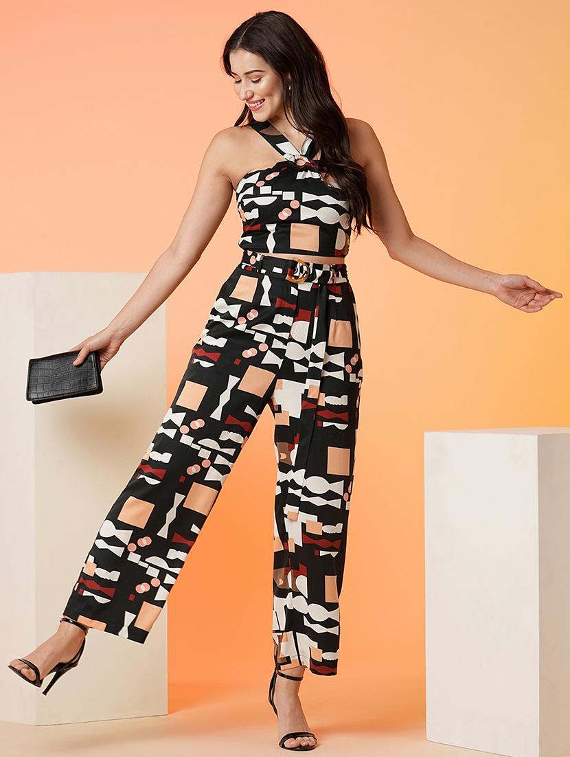 black polyester top and trouser co-ord set - 21016979 - Zoom Image - 0