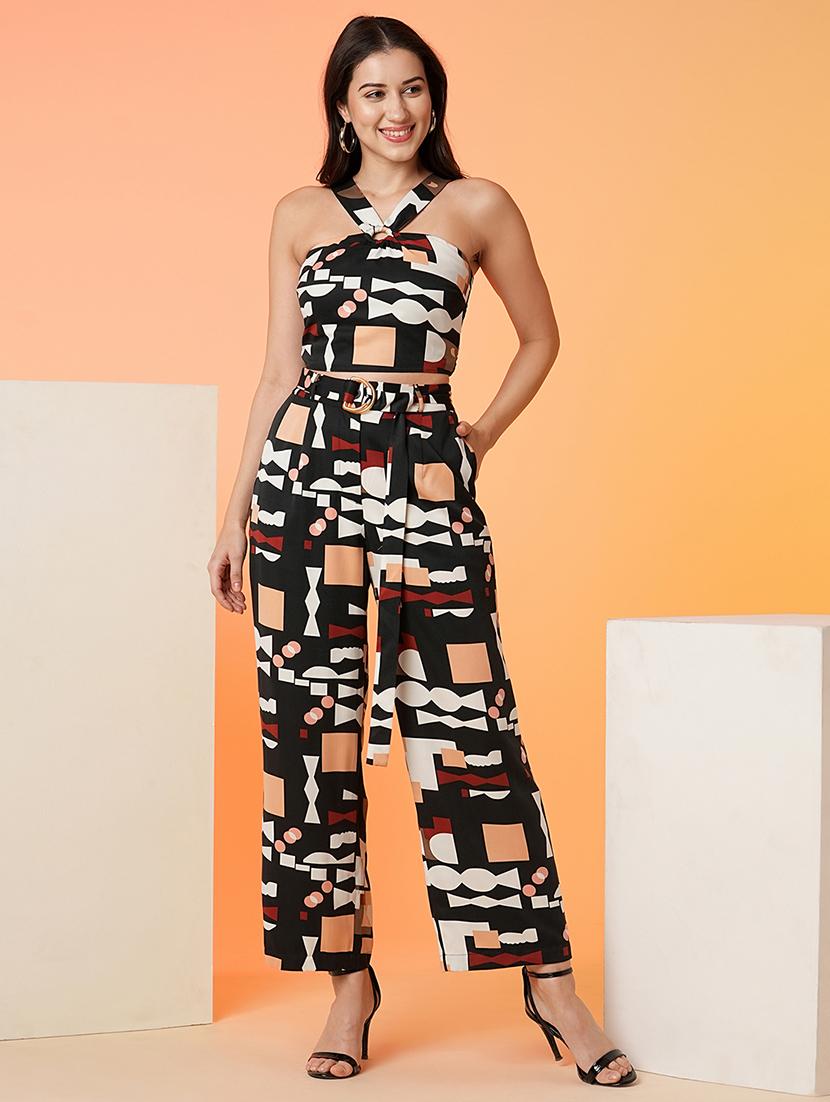 black polyester top and trouser co-ord set - 21016979 - Standard Image - 3