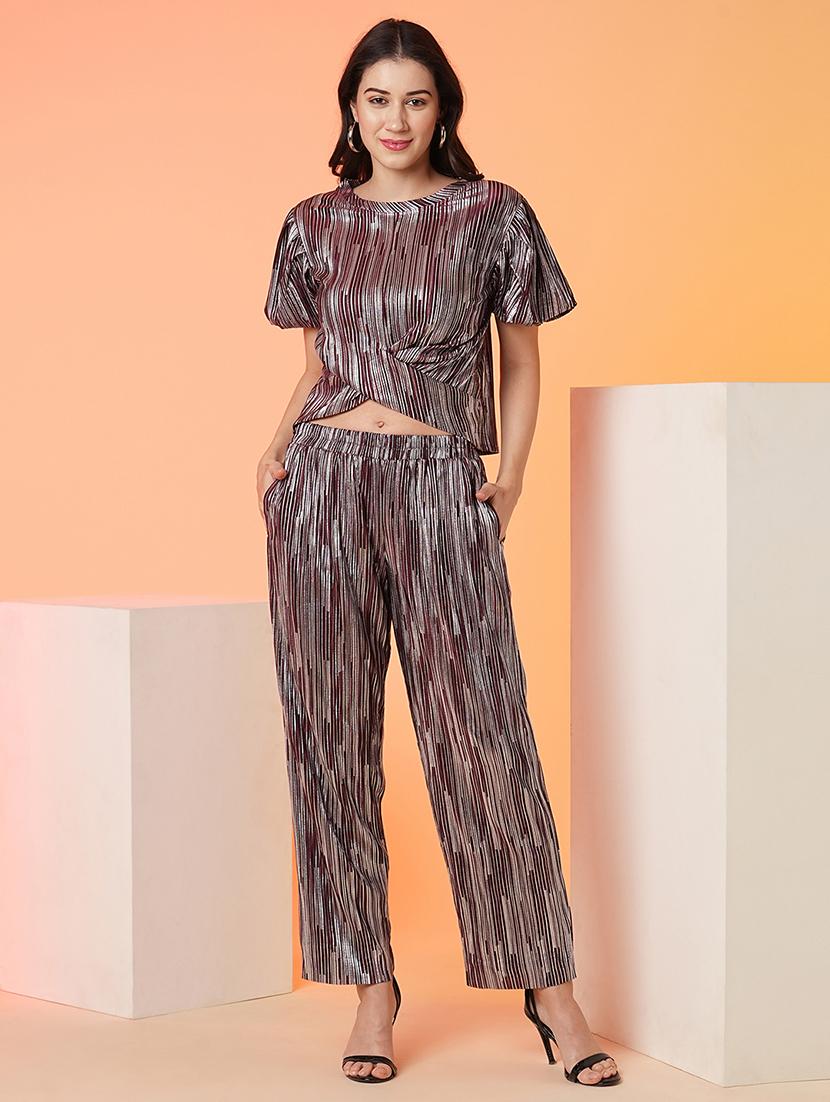 maroon polyester top and trouser co-ord set - 21016982 - Zoom Image - 0