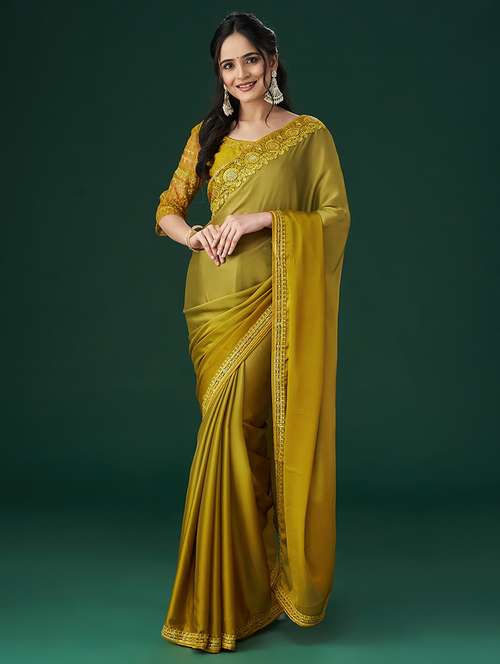 women solid with bordered saree with blouse - 21017054 -  Standard Image - 0