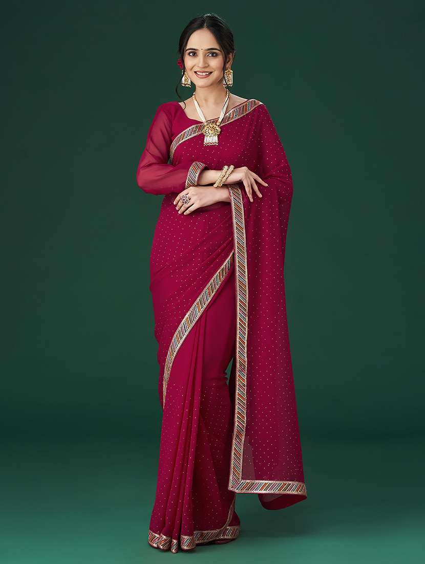 maroon georgette embroidered saree with blouse - 21017081 -  Zoom Image - 0
