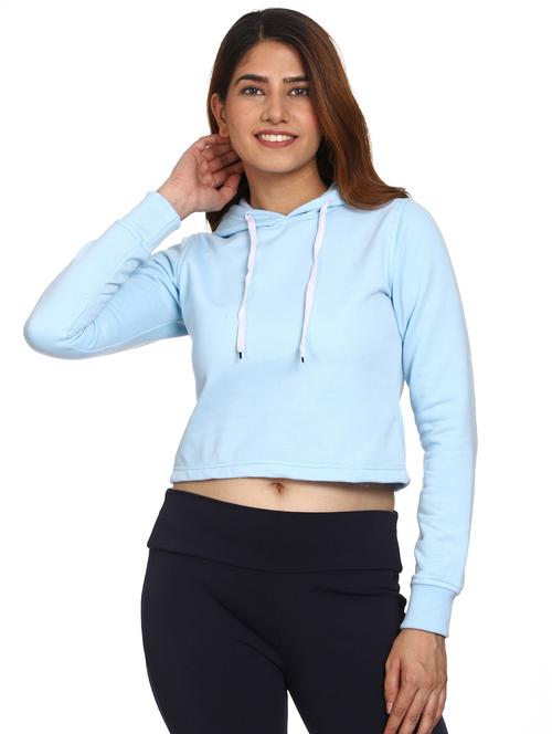 solid light blue hooded casual sweatshirt - 21017382 -  Standard Image - 0