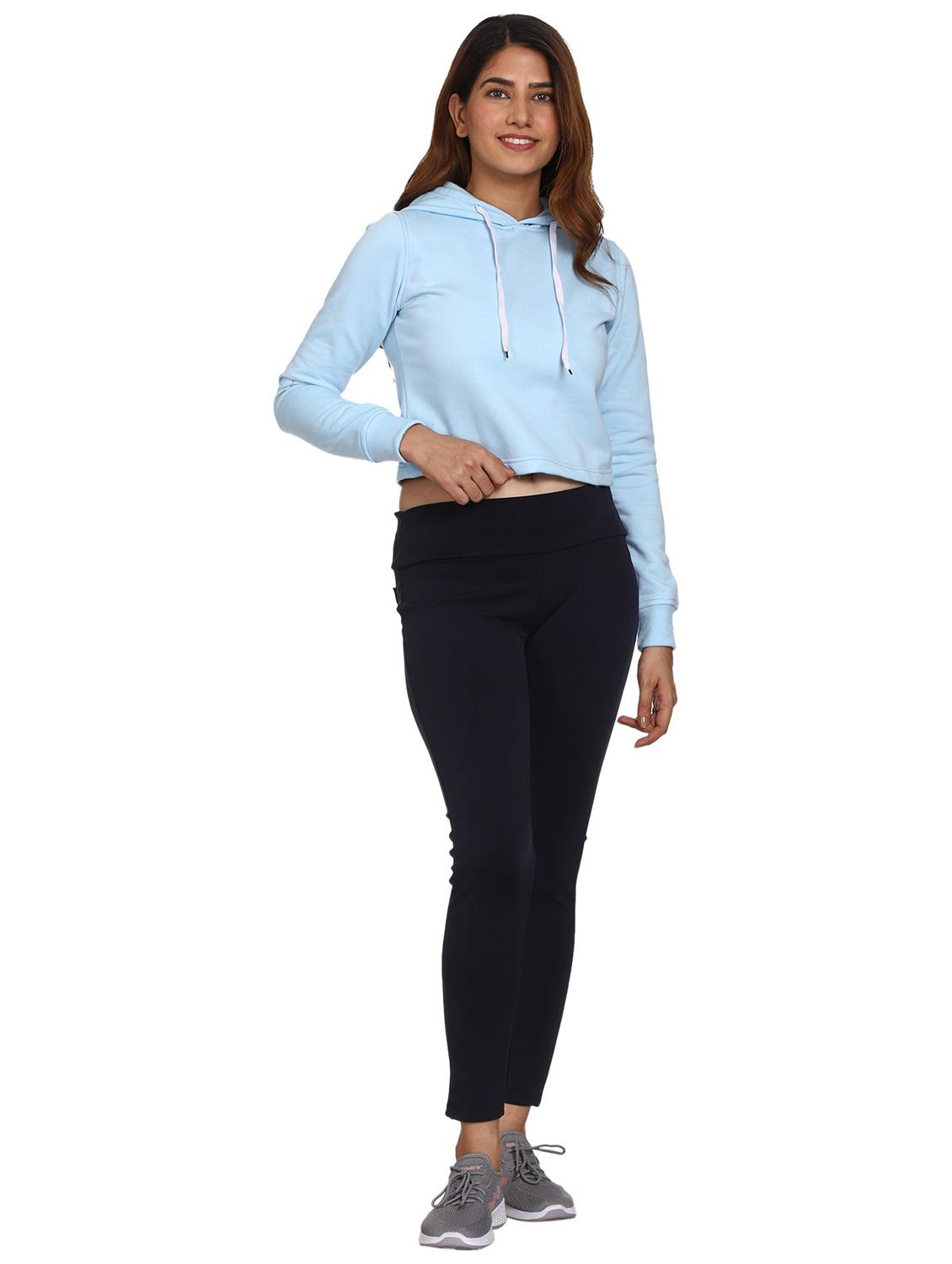 solid light blue hooded casual sweatshirt - 21017382 - Standard Image - 5