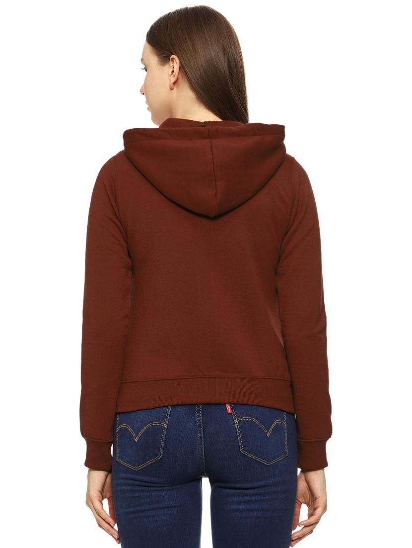 women solid long sleeve hooded sweatshirt - 21017384 - Standard Image - 3
