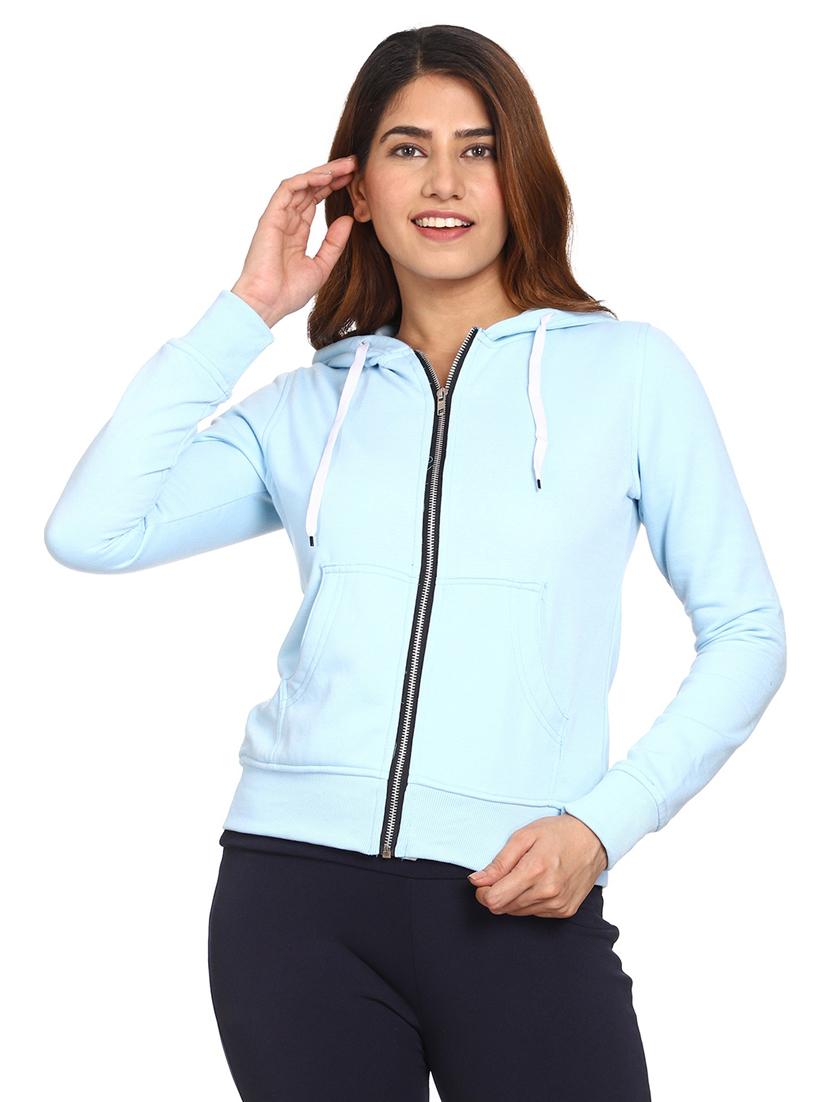 women solid long sleeve hooded sweatshirt