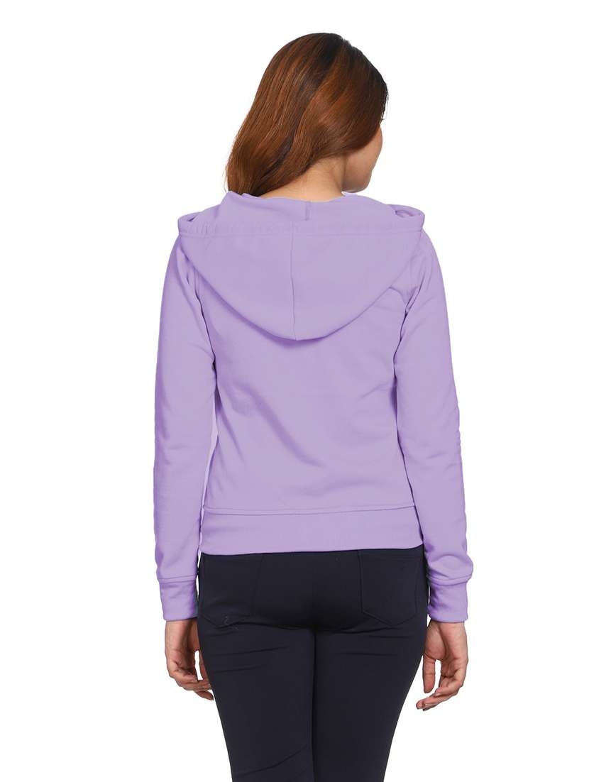 women solid long sleeve hooded sweatshirt - 21017389 - Standard Image - 3