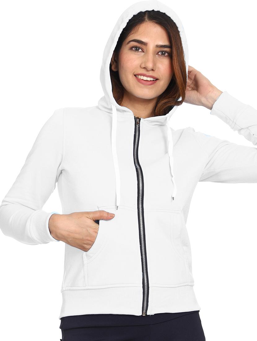 women solid long sleeve hooded sweatshirt