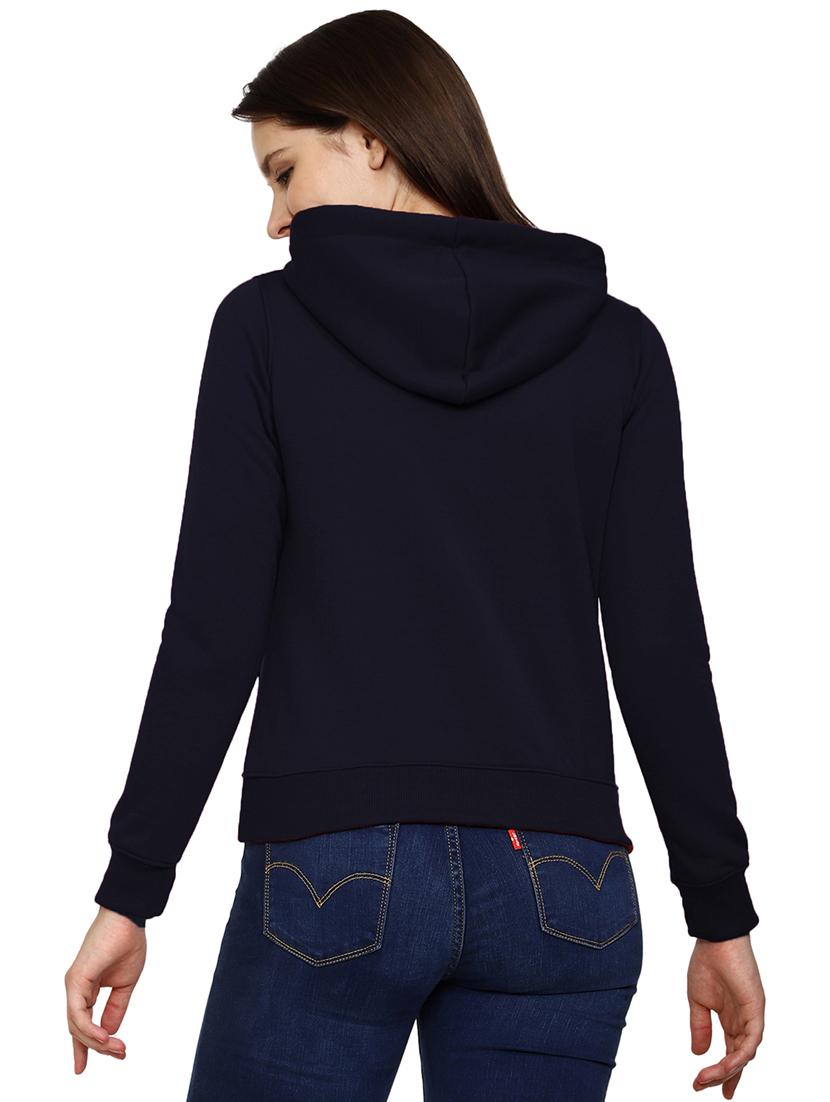 navy blue chest printed hooded sweatshirt - 21017393 - Standard Image - 3