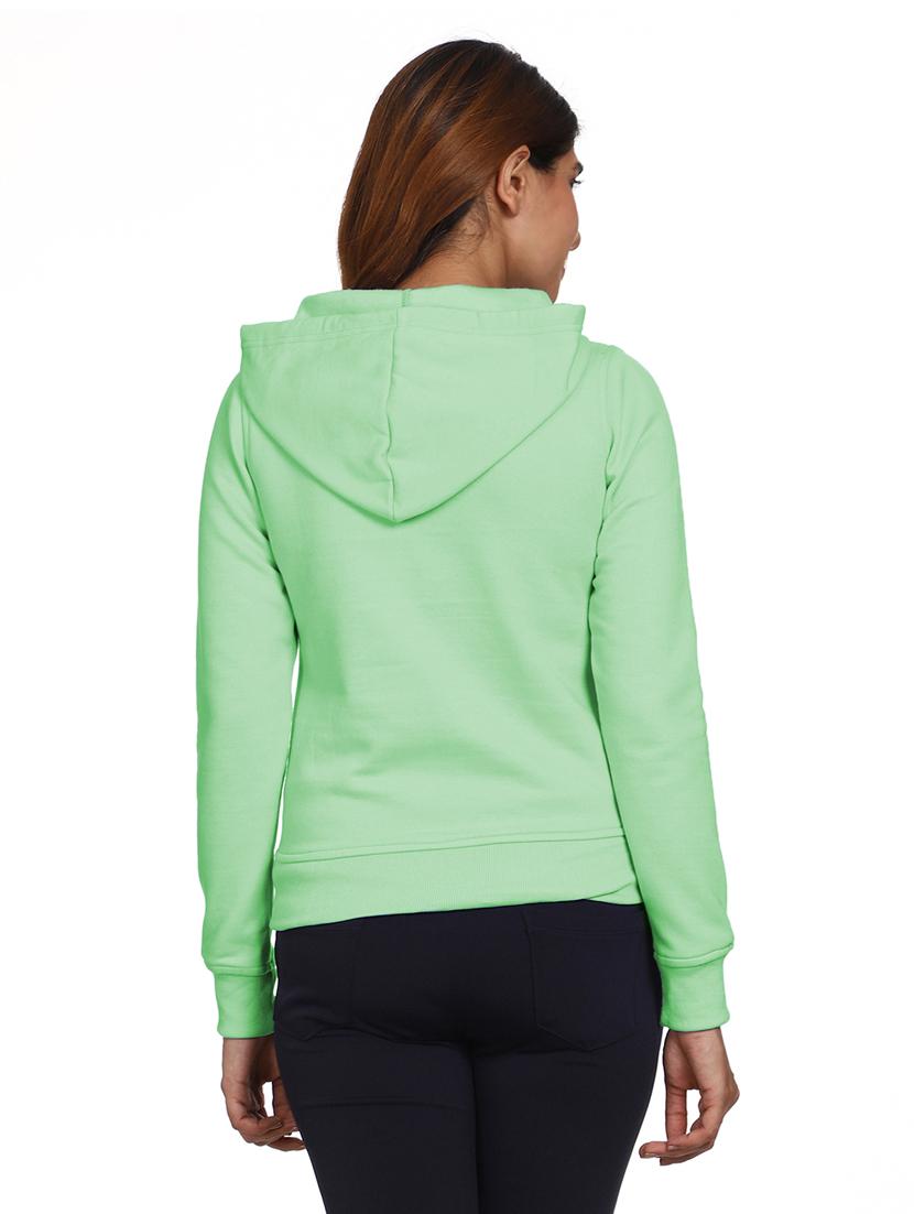 solid green hooded casual sweatshirt - 21017394 - Standard Image - 3