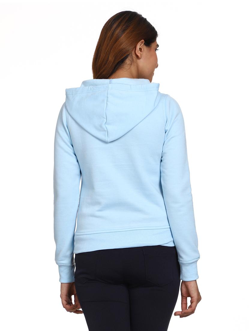 solid light blue hooded casual sweatshirt - 21017395 - Standard Image - 3