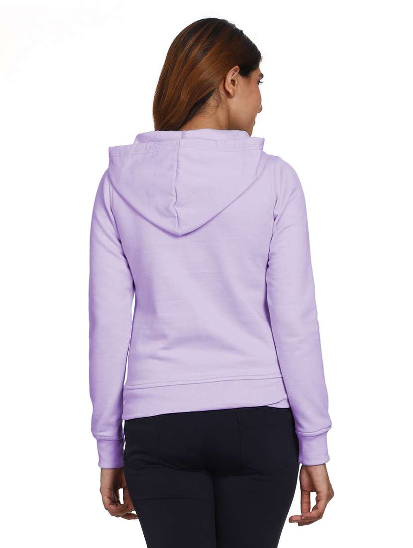 solid lavender hooded casual sweatshirt - 21017397 - Standard Image - 3