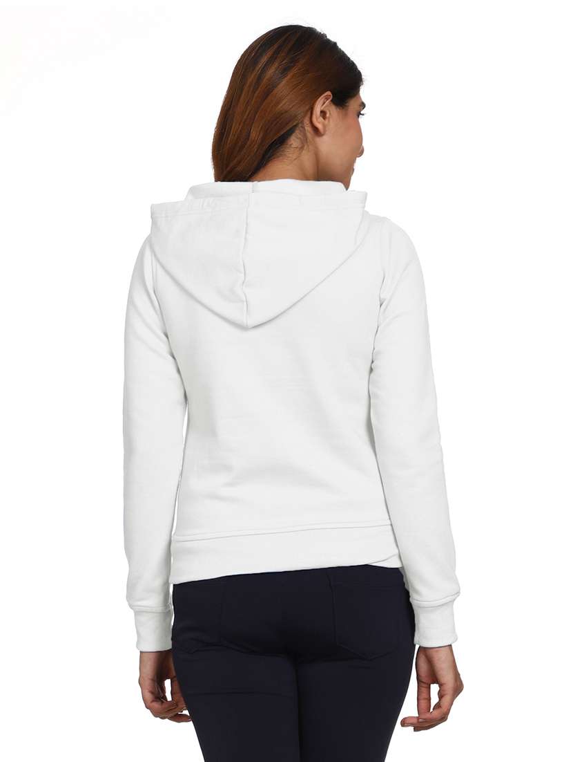 solid white hooded casual sweatshirt - 21017398 - Standard Image - 3
