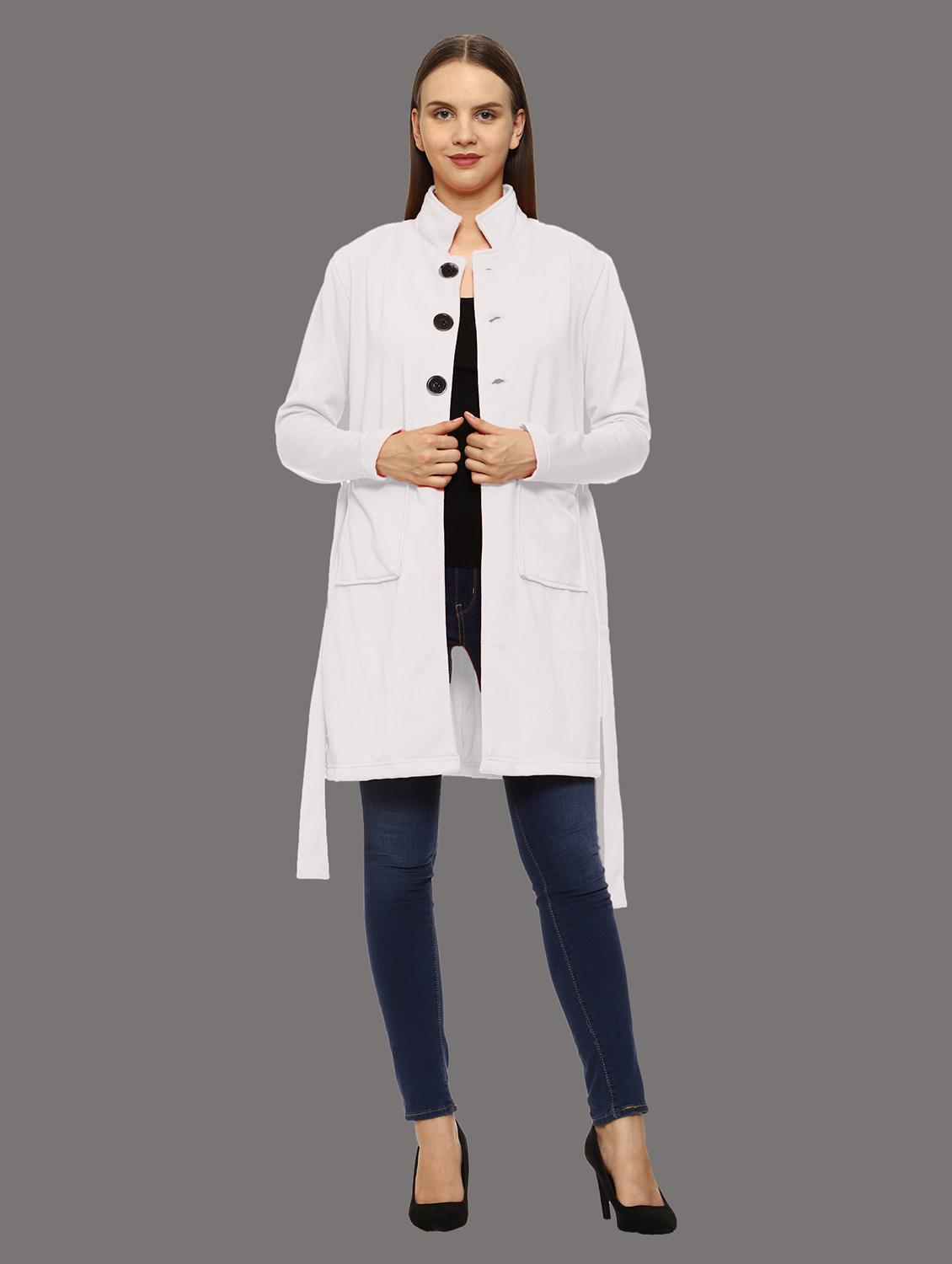 women solid stand collar long coat - 21017476 -  Zoom Image - 0