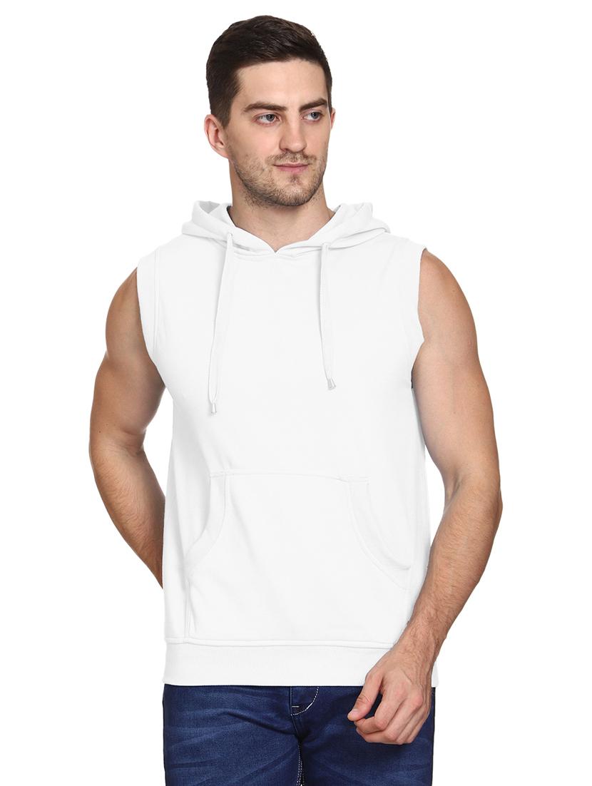 white cotton blend plain sweatshirt