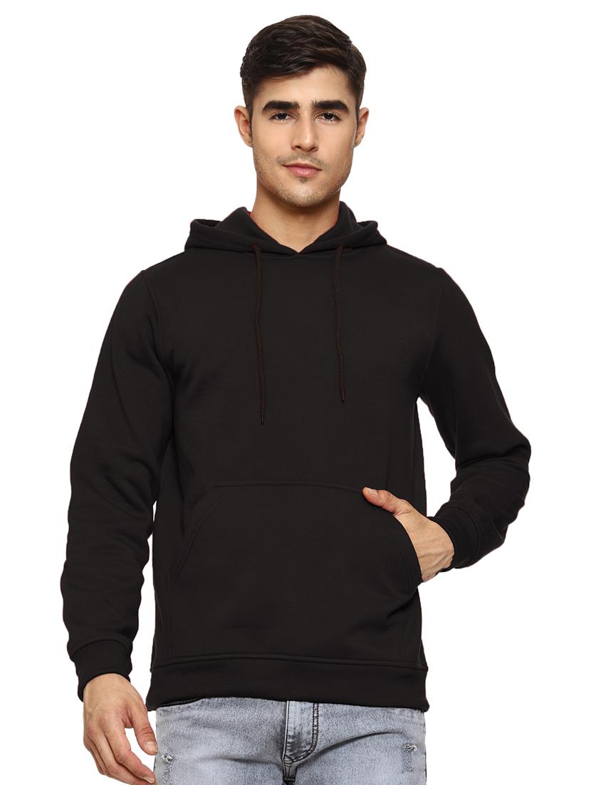 black fleece plain sweatshirt - 21017553 - Zoom Image - 0
