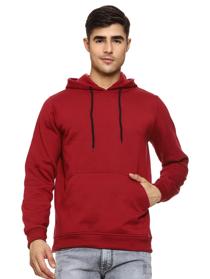 maroon fleece plain sweatshirt - 21017555 - Zoom Image - 0