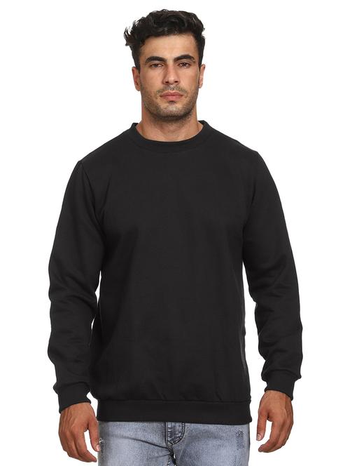 black cotton blend plain sweatshirt - 21017556 - Standard Image - 0