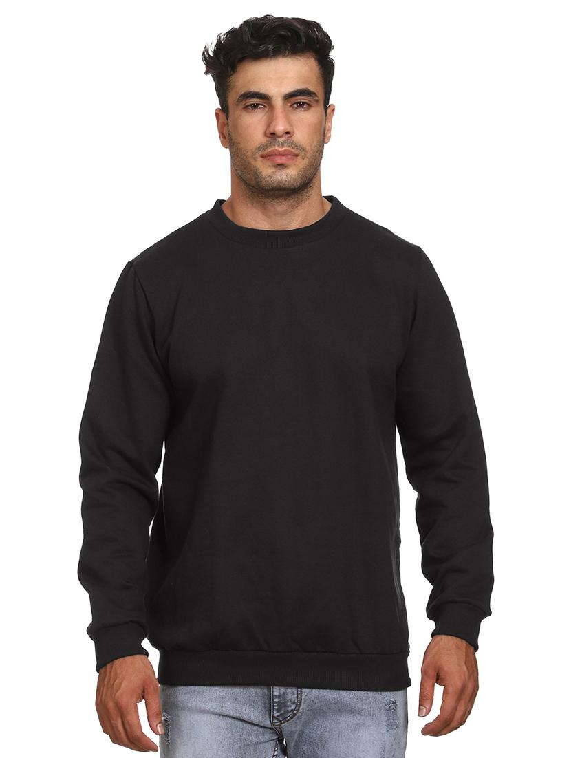 black cotton blend plain sweatshirt - 21017556 - Zoom Image - 0
