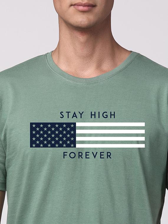 pastel green cotton chest print tshirt - 21017586 - Standard Image - 3