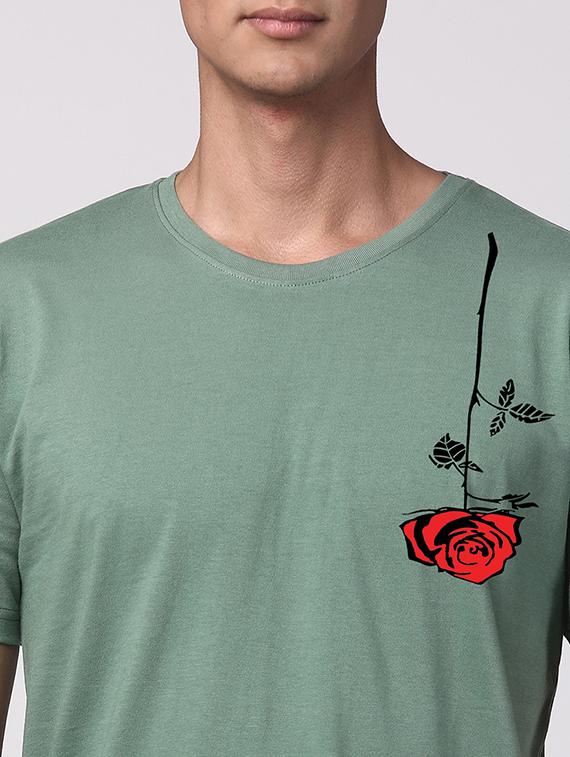 pastel green cotton chest print tshirt - 21017613 - Standard Image - 3