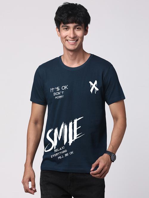 teal cotton chest print tshirt - 21017631 -  Standard Image - 0