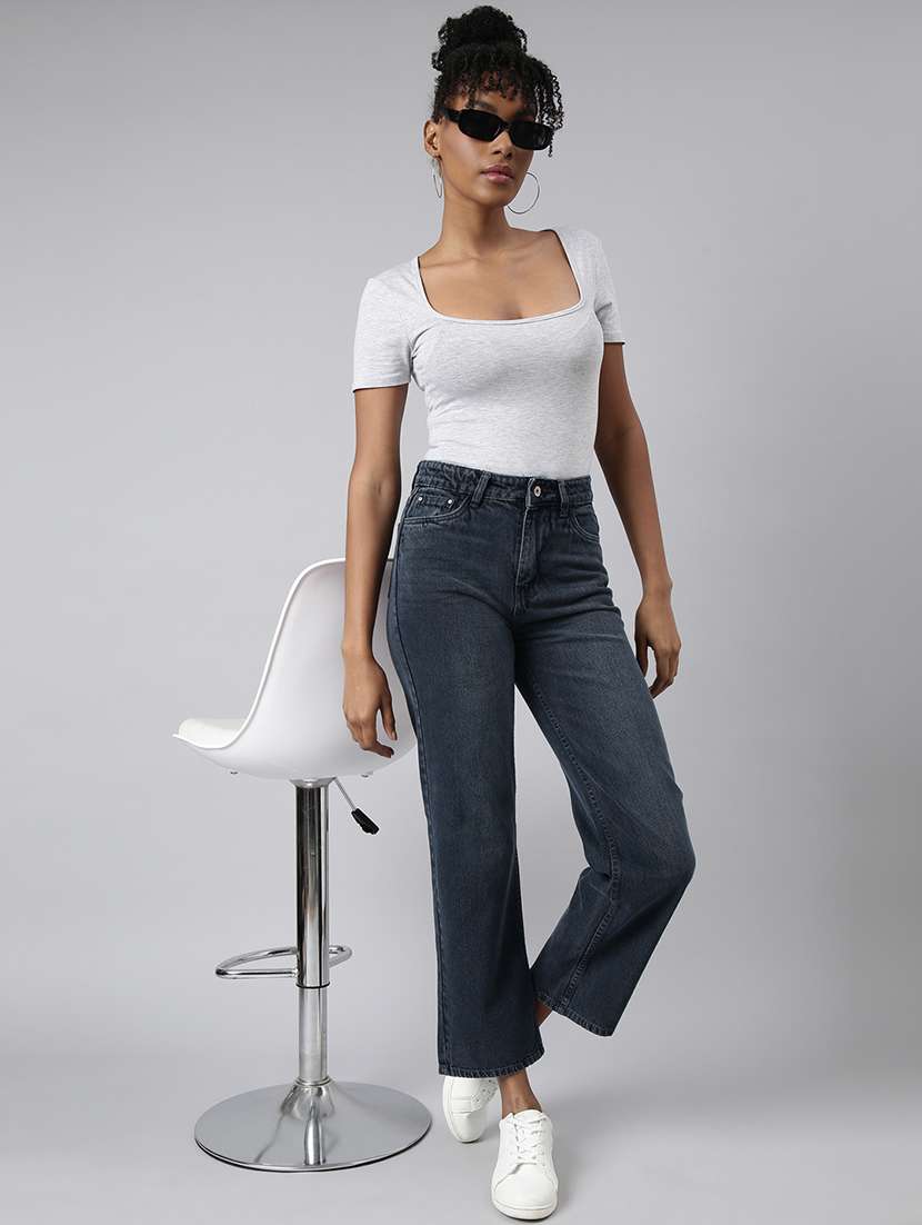 women high rise washed denim jeans - 21017895 -  Standard Image - 3
