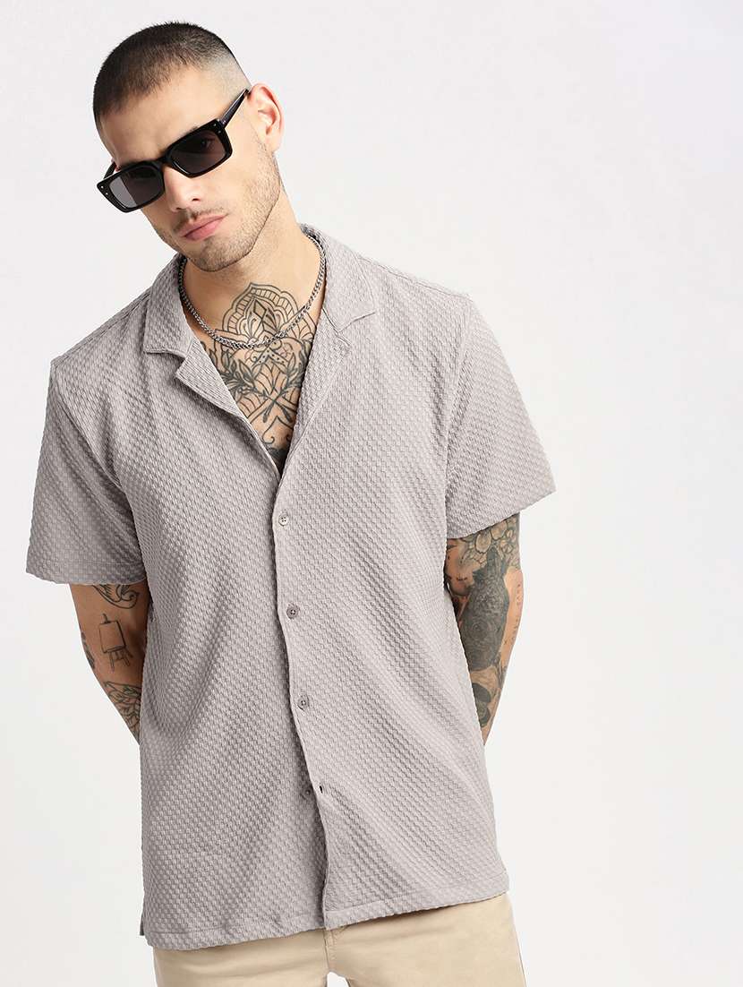 beige solid casual shirt - 21017902 - Standard Image - 3