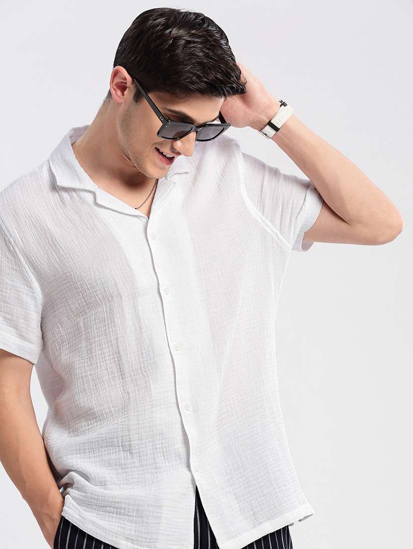 white solid casual shirt - 21017911 - Standard Image - 3