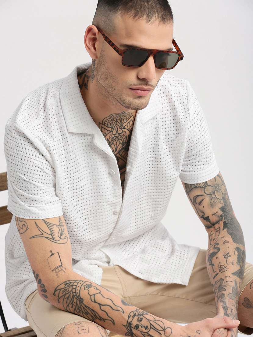 white solid casual shirt - 21017913 - Standard Image - 3