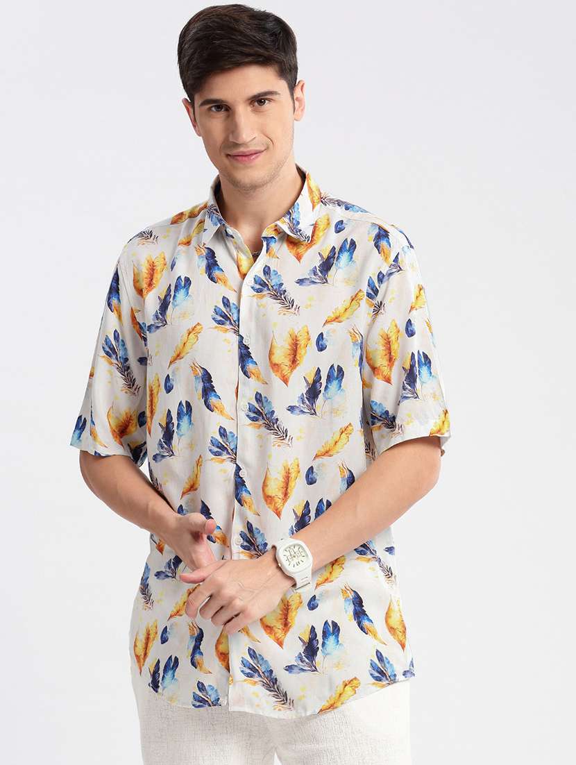 off white printed casual shirt - 21017915 - Zoom Image - 0