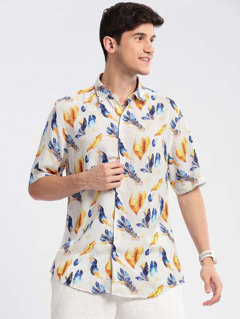 off white printed casual shirt - 21017915 - Standard Image - 3