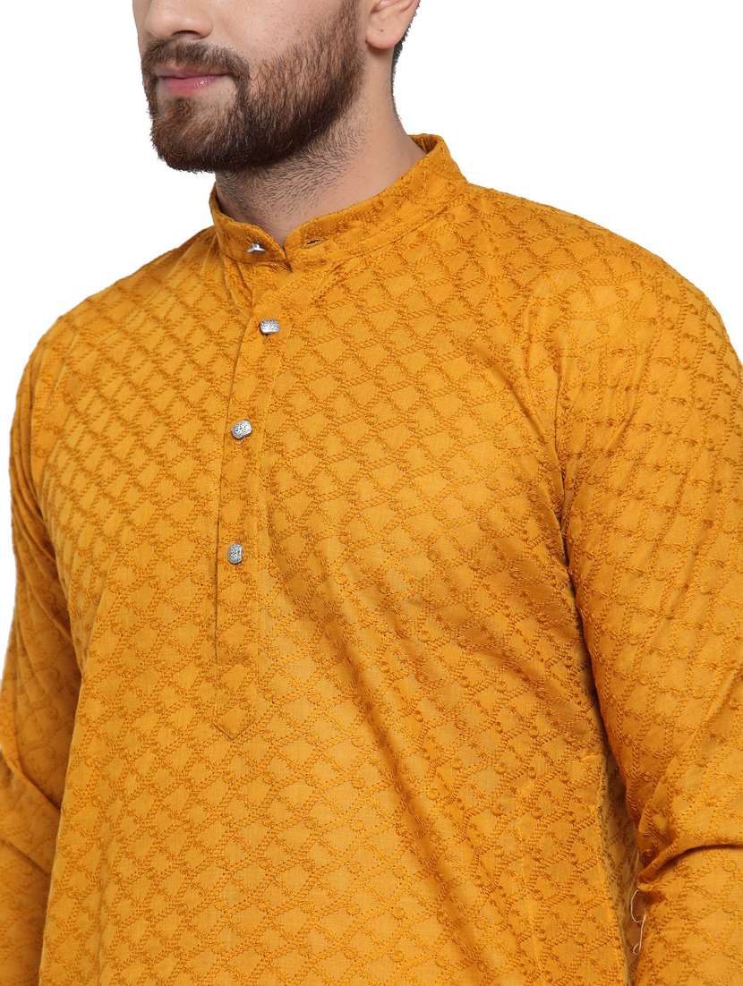 mustard cotton kurta churidar ethnic wear set - 21018141 - Standard Image - 3