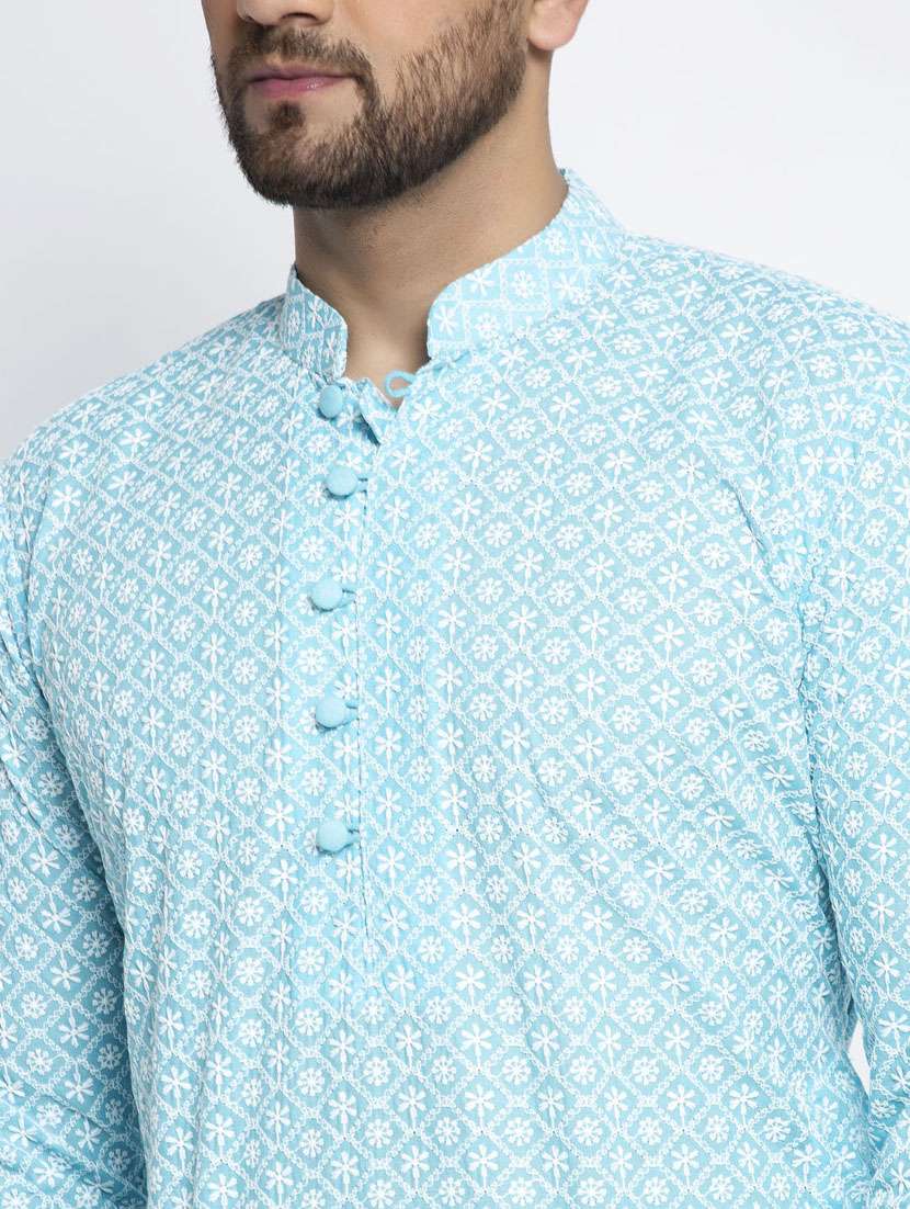 sky cotton kurta churidar ethnic wear set - 21018180 - Standard Image - 3