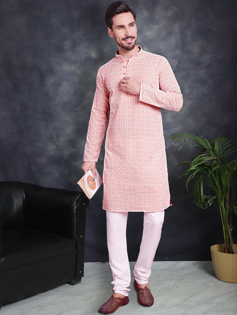 pink cotton kurta churidar ethnic wear set - 21018192 - Zoom Image - 0