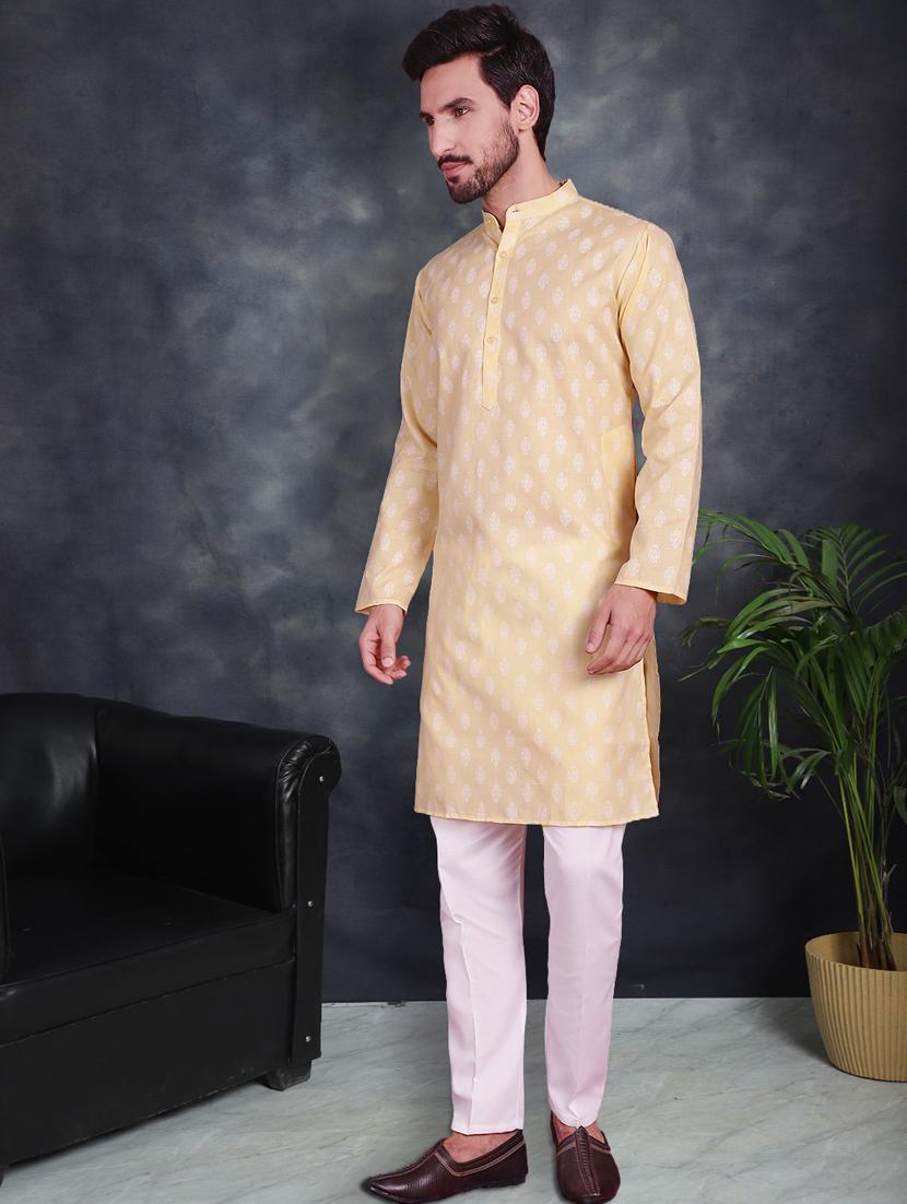 yellow cotton kurta churidar ethnic wear set - 21018201 -  Zoom Image - 0