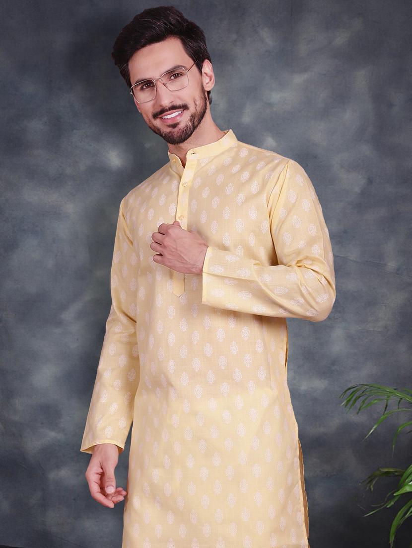 yellow cotton kurta churidar ethnic wear set - 21018201 - Standard Image - 3