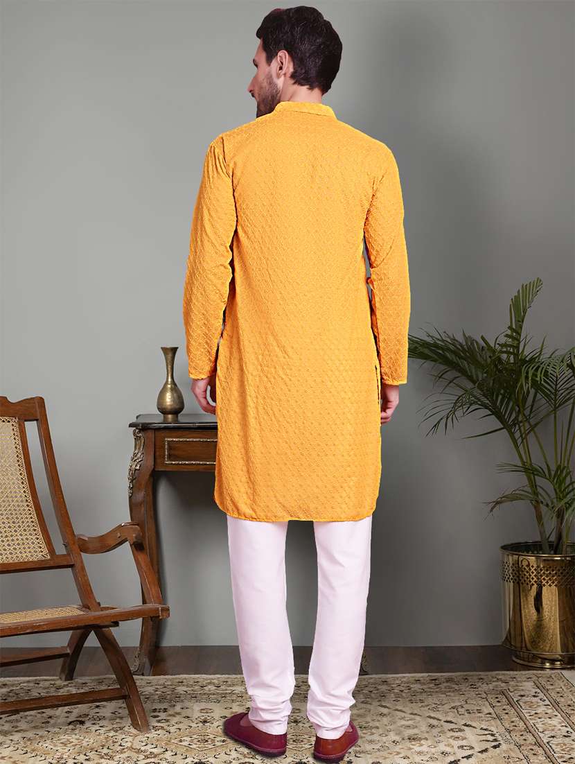 mustard cotton kurta churidar ethnic wear set - 21018207 -  Standard Image - 3