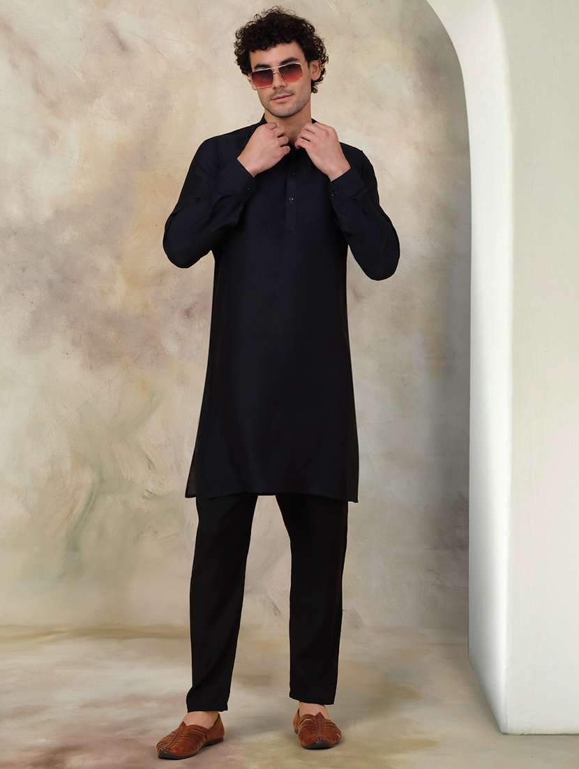 men long sleeve mandarin neck kurta and pyjama set