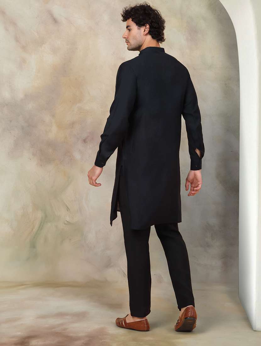 men long sleeve mandarin neck kurta and pyjama set - 21018241 -  Standard Image - 3