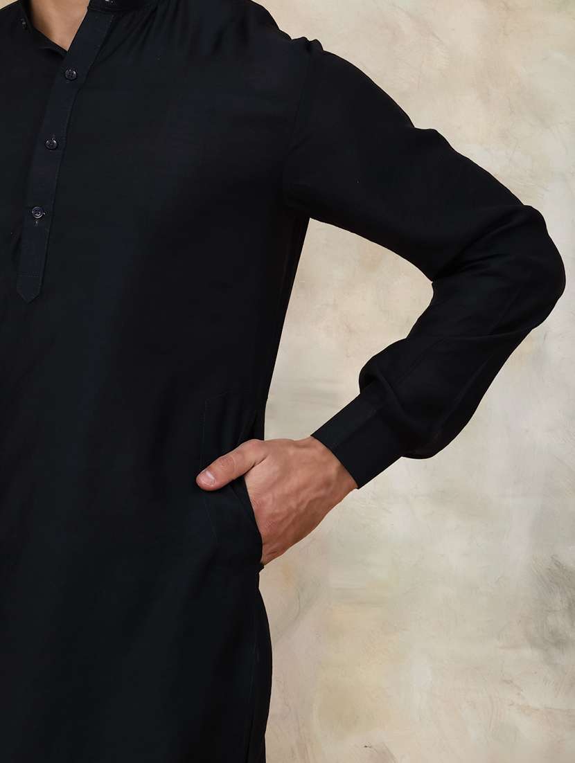 men long sleeve mandarin neck kurta and pyjama set - 21018241 -  Standard Image - 5