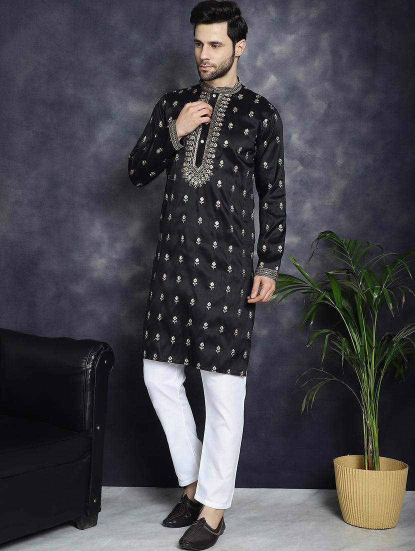 men mandarin neck kurta pyjama ethnic wear set - 21018258 - Standard Image - 5