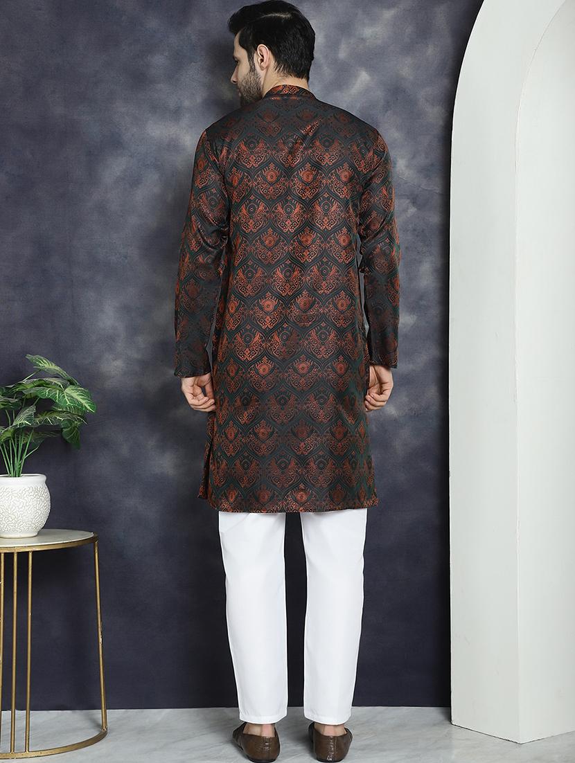 men mandarin neck kurta pyjama ethnic wear set - 21018262 - Standard Image - 3