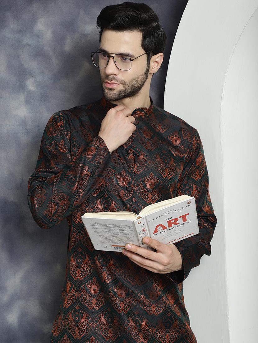 men mandarin neck kurta pyjama ethnic wear set - 21018262 - Standard Image - 5