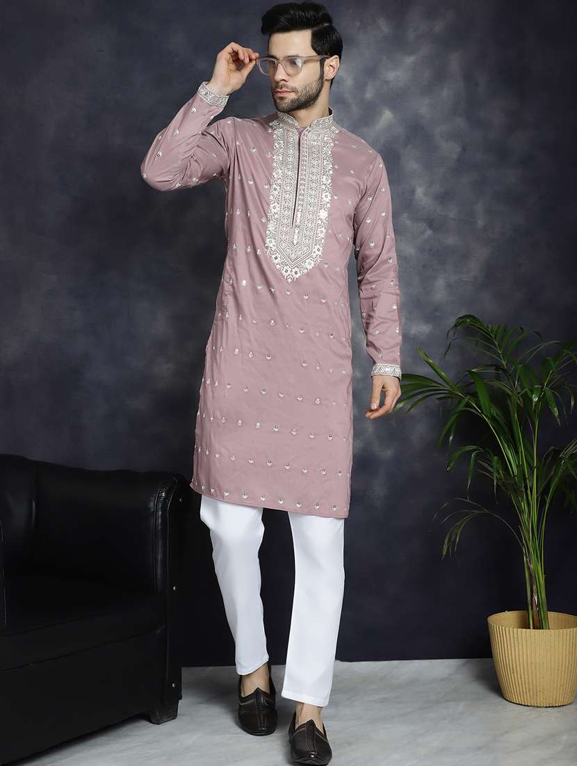 men's chikankari embroidered kurta - 21018290 -  Standard Image - 3