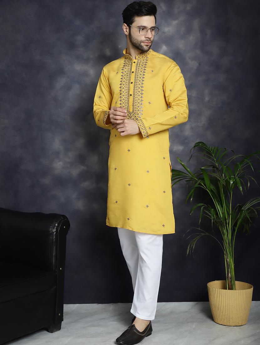 men's sequins embroidered kurta - 21018311 - Standard Image - 3