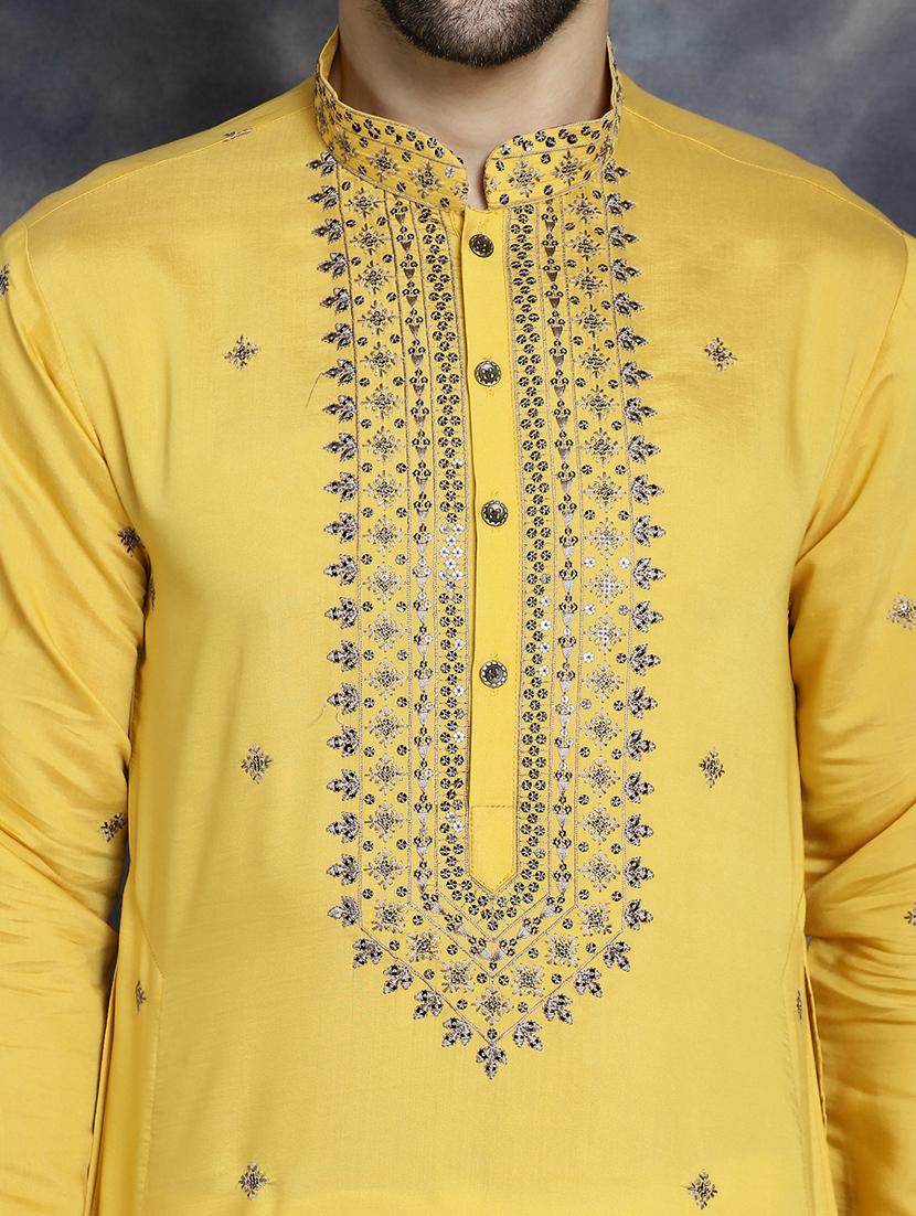 men's sequins embroidered kurta - 21018311 - Standard Image - 5